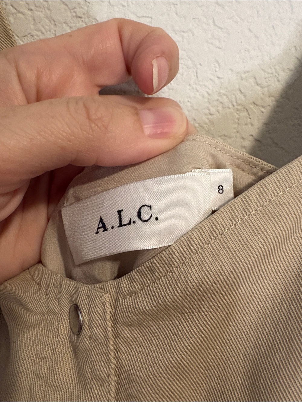 A.L.C. Varelli Beige Khaki Button-Front Fit and flare Dress 8 - Picture 4 of 8